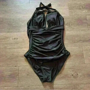 One piece mesh swimsuit black Large